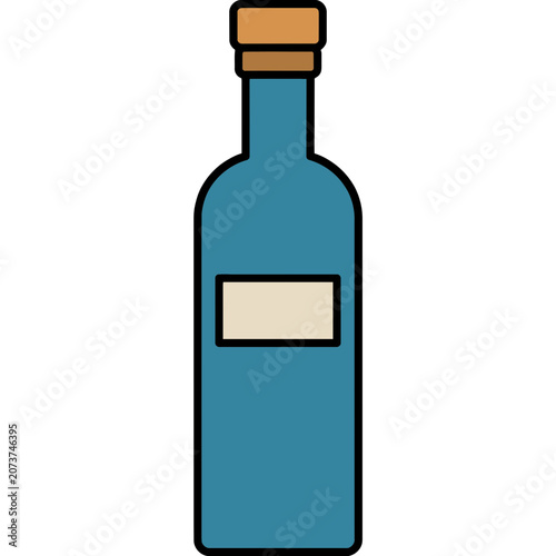 Blue bottle with cork and label vector illustration