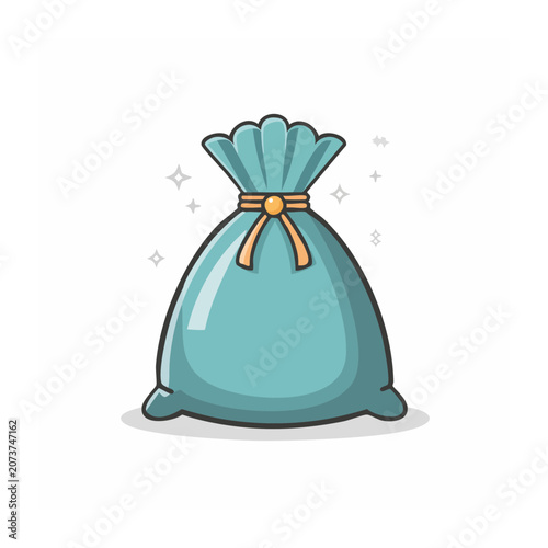 Teal money bag with ribbon and sparkles