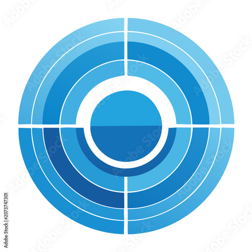 Blue target symbol with concentric circles and crosshairs