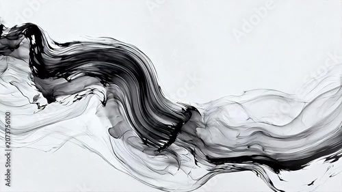 Abstract black and white ink flow