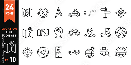 Fotografía Route web icons in line style