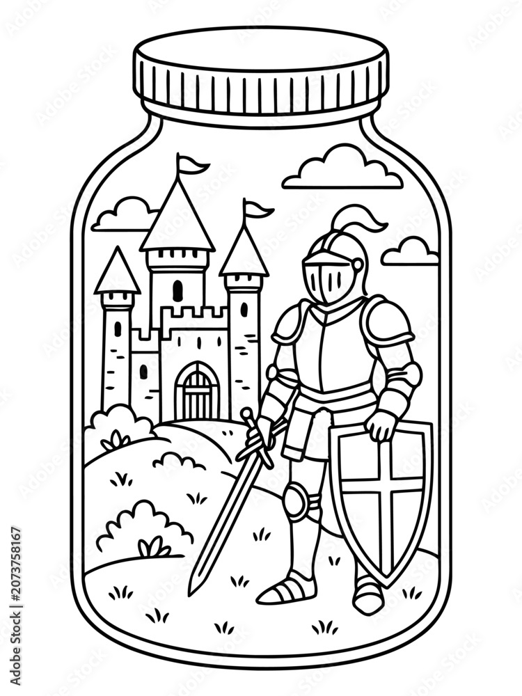 Fototapeta premium Knight in a Jar Scene