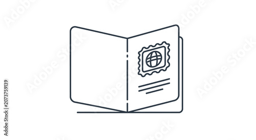 Obraz na plátně Passport line icon representing international travel and identification