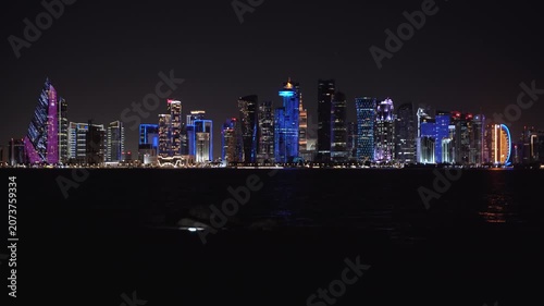 Doha West Bay Skyline Illuminated at Night Qatar