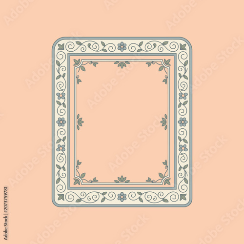 Elegant vintage floral frame on a soft peach background