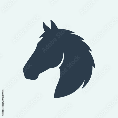 A dark silhouette of a horse head profile