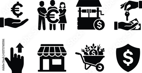 Tableau sur toile Business finance crowd funding and local community economic development black si