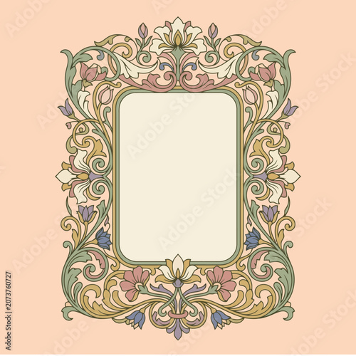 Elegant floral vintage frame with pastel colors