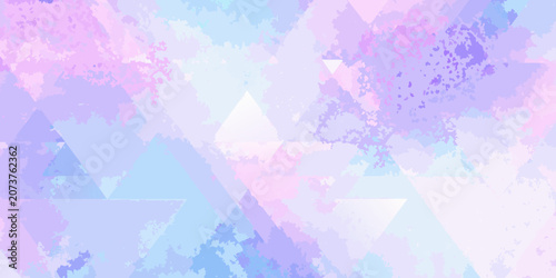 Cuadro en lienzo Triangular pattern with watercolor texture and pastel color scheme