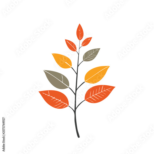 Autumn leaves on branch vector illustration
