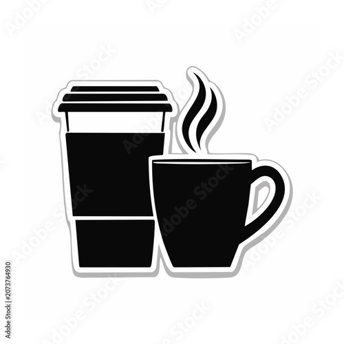 Black Coffee Cup and Takeaway Cup Icon