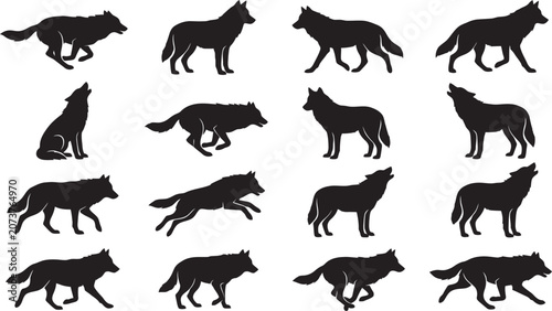 Konstfotografi Collection of various wolf silhouettes in different poses