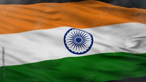 Symmetrical View of Indian Tricolor Flag Waving Elegantly. 4K Video
