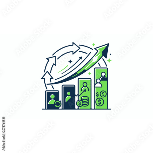 Groth Business Growth Chart Icons Vactor