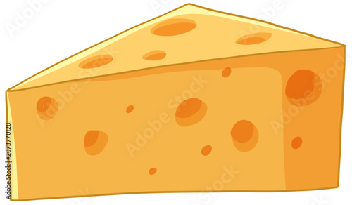 Single Wedge of Yellow Swiss Cheese with Holes Vector Illustration