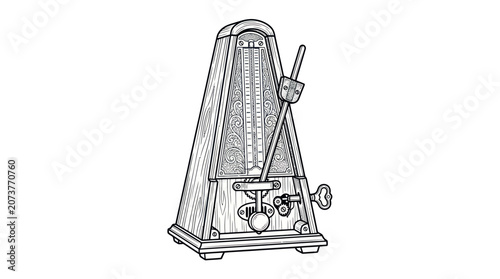 Obraz na płótnie Vintage wooden metronome with pendulum, isolated on white background