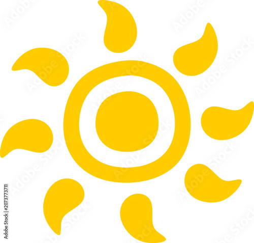 Minimalist Yellow Sunburst Wave Sun Graphic Element 