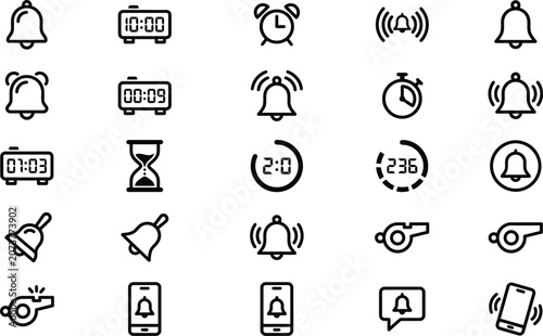 Vászonkép Vector line icon set of sports match timing referee whistles stadium alerts noti