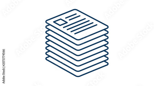 Foto Isometric stack of paper documents and office files