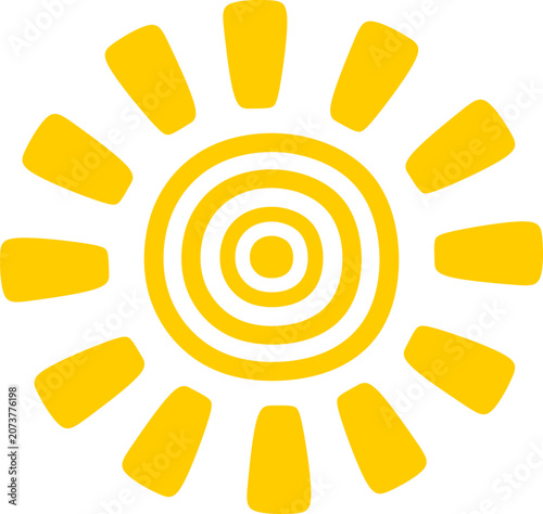 Minimalist Yellow Sunburst Target Sun Graphic Element 