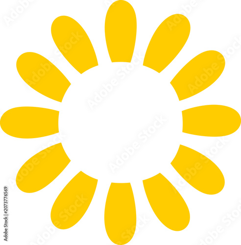 Minimalist Yellow Sunburst Circular Sun Graphic Element  