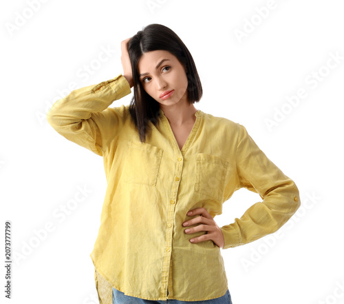 Thoughtful young woman on w...