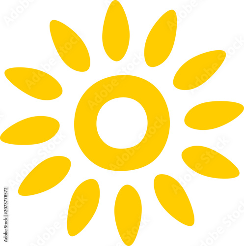 Minimalist Yellow Sunburst Rays Shape Graphic Element  
