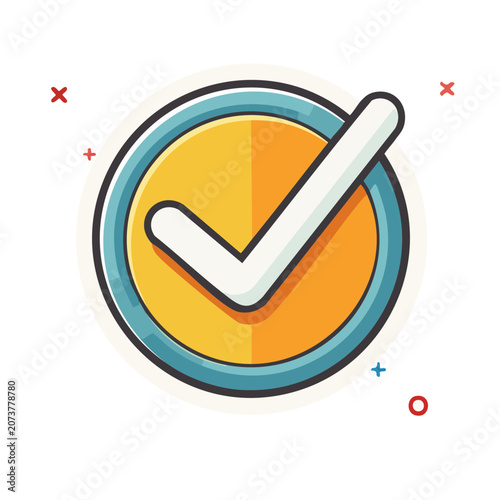 Flat design ribbon with arrow and circle