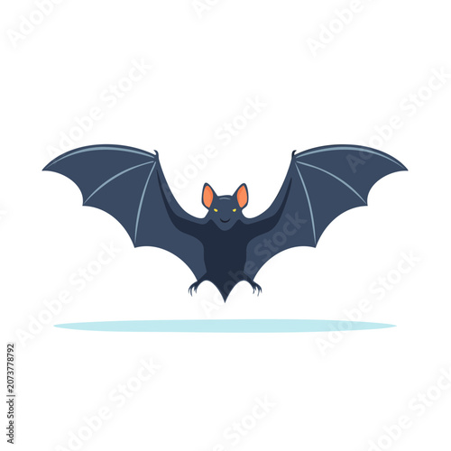 Flat illustration of a bat with outstretched wings