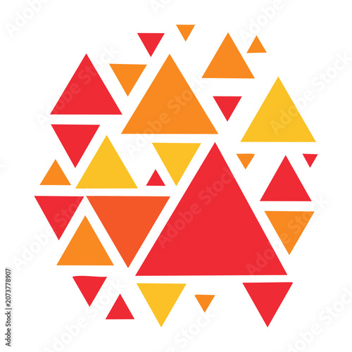 Geometric pattern with red orange and yellow triangles