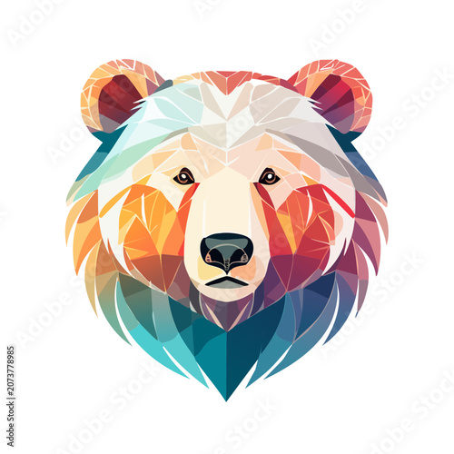 Low poly bear head vector illustration