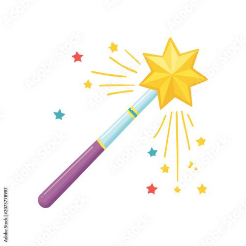 Magic wand with star and sparkles vector illustration