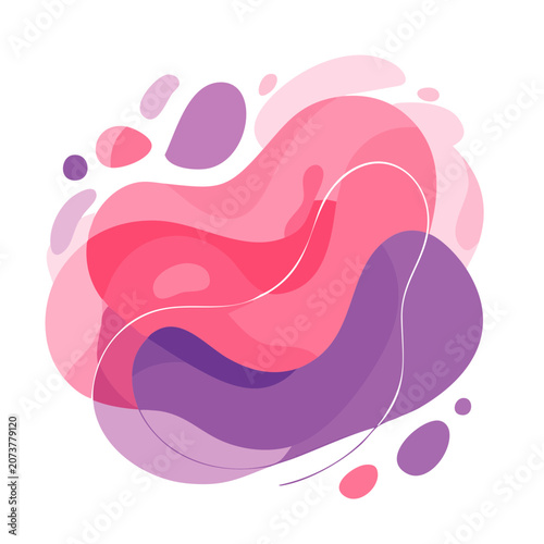 Abstract fluid shapes in pink and purple
