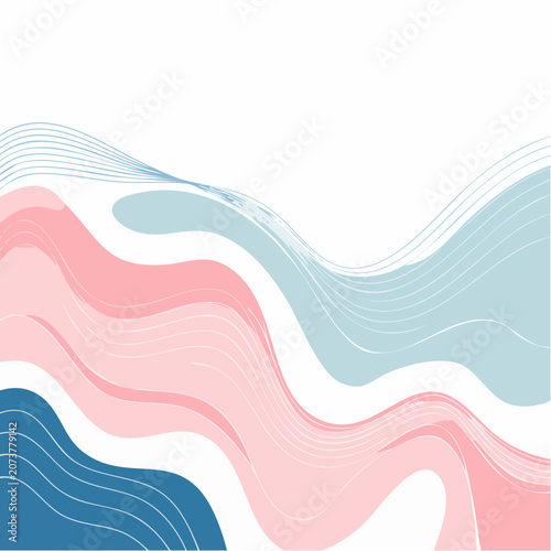 Abstract Wavy Lines and Shapes in Pastel Colors