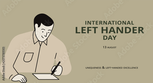 Принти на полотні Line art illustration of a person writing international lefthanders day concept