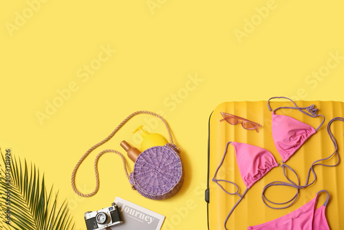 Composition with suitcase, ...