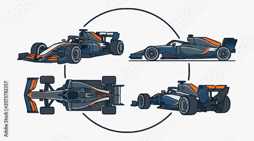 Fotografi Formula One Racing Cars Evolution.