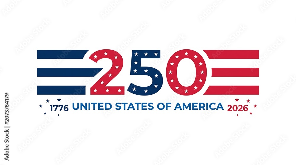 Fototapeta premium United states of america 250th anniversary semiquincentennial logo