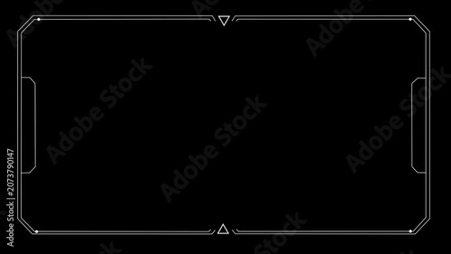 Hud Frame Digital Technology Sci-fi Frame Interface. HUD concept design of frame with brackets, equalizers, data, futuristic elements. overlay template futuristic cyber frame ant begruntle black
