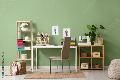 Interior of atelier with ta...
