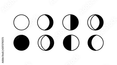 Phases of the Moon Cycle Icons.