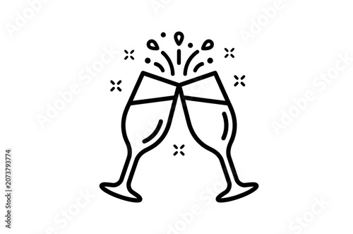 Champagne Toast New Year Icon Vector Illustration