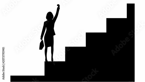 Foto Businesswoman climbing career ladder to success