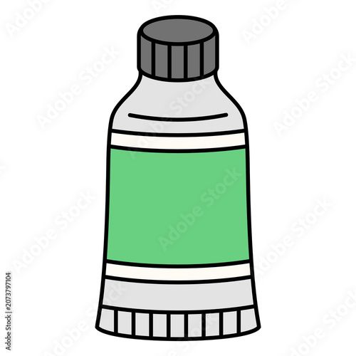 Green Paint Tube Cartoon Style Illustration Isolated