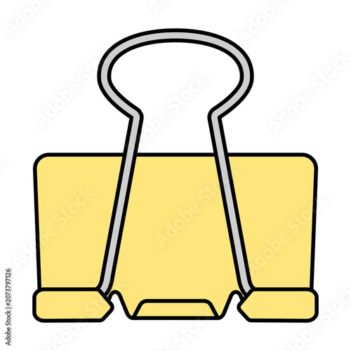 Yellow Binder Clip Cartoon Style Illustration Isolated