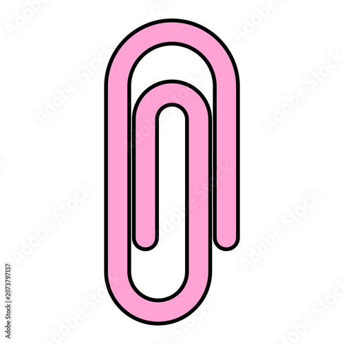 Pink Paper Clip Cartoon Style Illustration Isolated
