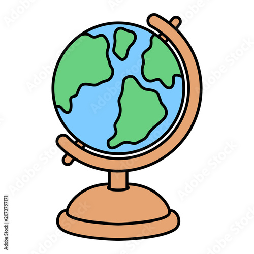 World Globe Education Tool Cartoon Style Illustration Isolated