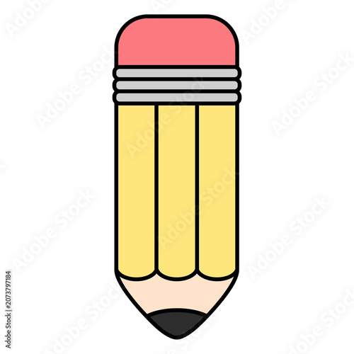 Yellow Pencil With Red Eraser Cartoon Style Illustration Isolated