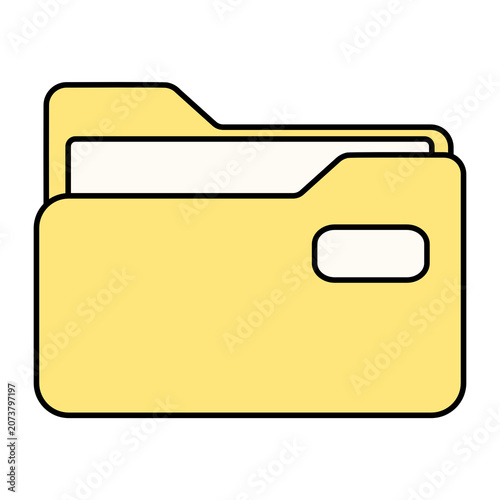 Yellow File Folder Cartoon Style Illustration Isolated