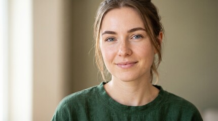 A portrait focusing on clear skin and natural facial features. The photo should be high-quality, sharp, detailed, and with an isolated background.
